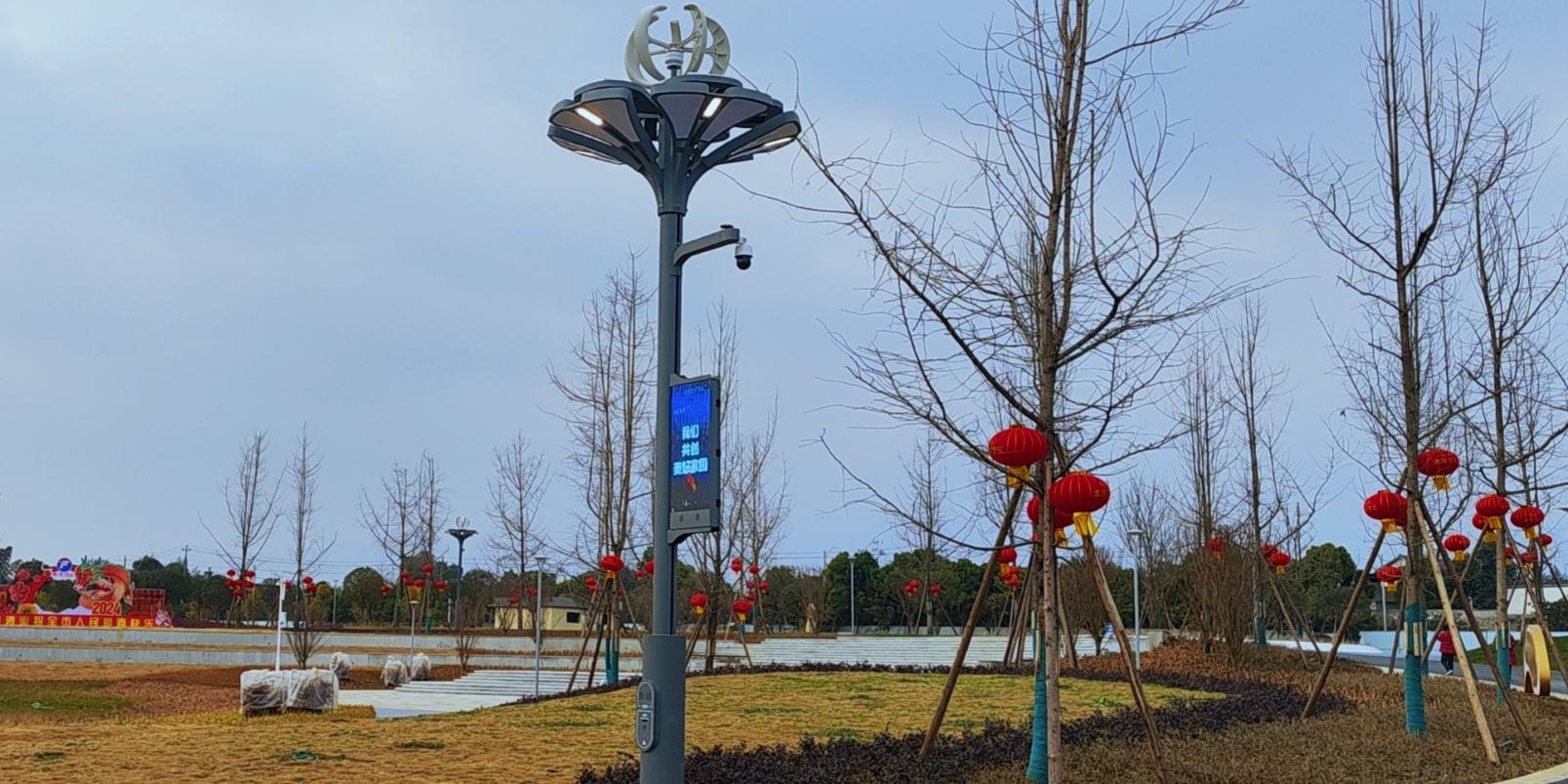 快來(lái)圍觀，種在綿竹市城北濕地公園的“智慧樹”亮燈啦
